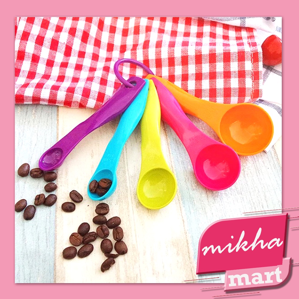 Sendok Takar Bumbu Dapur Set 5 in 1 Bahan Plastik Ukur Bumbu Saus - MKM