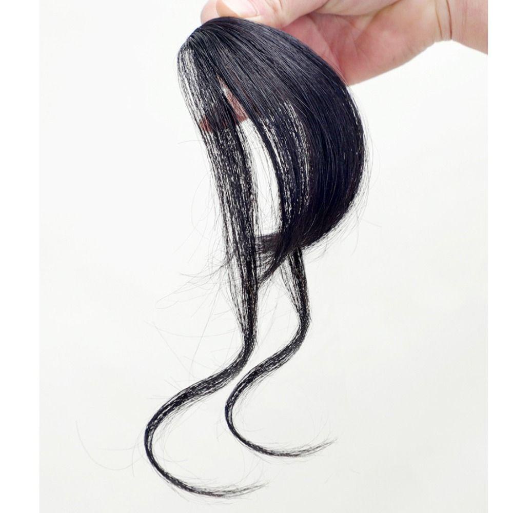 Needway   Rambut Palsu Poni Berbulu Pesta Bergelombang Wanita Klip In hair Extensions Human hair Invisible Long Curly Bangs Fringe Front Wig