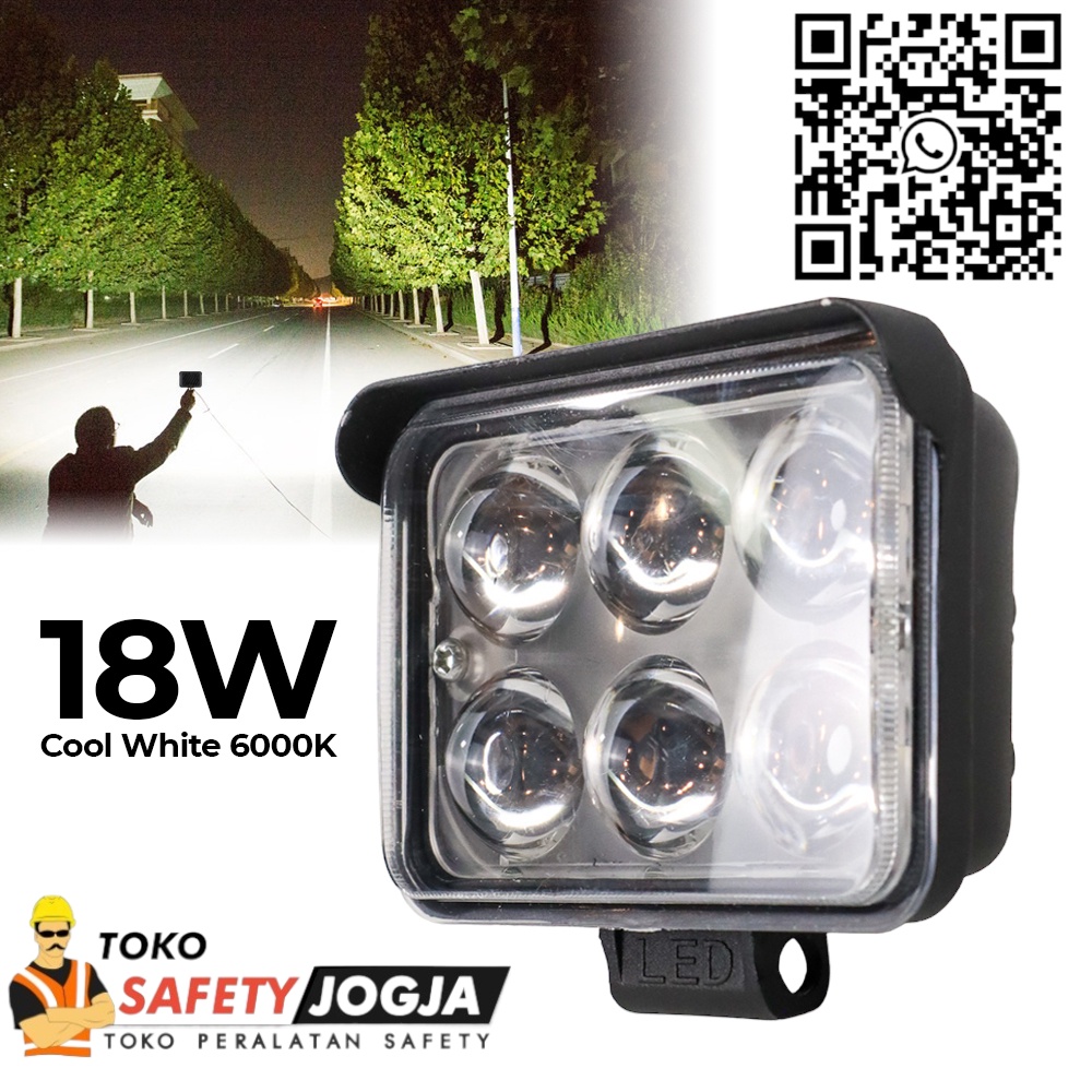 Science Lampu Tembak Flood Light IP67 Cool White 6LED 18W Black
