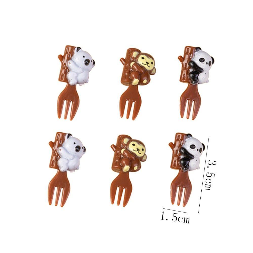 [Elegan] Fruit Stick Cute 6pcs /Set Mobil Dimsum Salad Koala Bear Kopi Teh Garpu