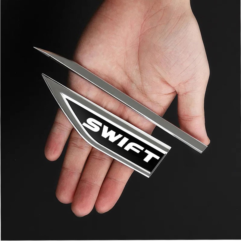 1set Stiker Logo Samping Fender Pintu Mobil Stainless Steel (Kiri Kanan) Untuk Suzuki Swift RS AGZ A2L Swift Aksesoris Sport