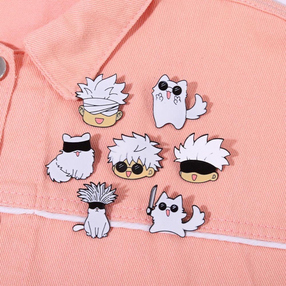 Mxbeauty Jujutsu Kaisen Bros Harian Dekorasi Unik Gojo Satoru Dan Kucing Gaya Korea Lencana Cowok Cewek Cat Kue Wanita Brooch