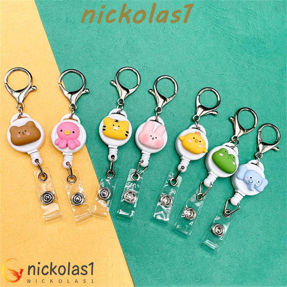 Nickolas1 Retractable Badge Reel Kantor Sekolah Perlengkapan Dada Kartu Kunci Lanyard Animal Bear Name Card Holder