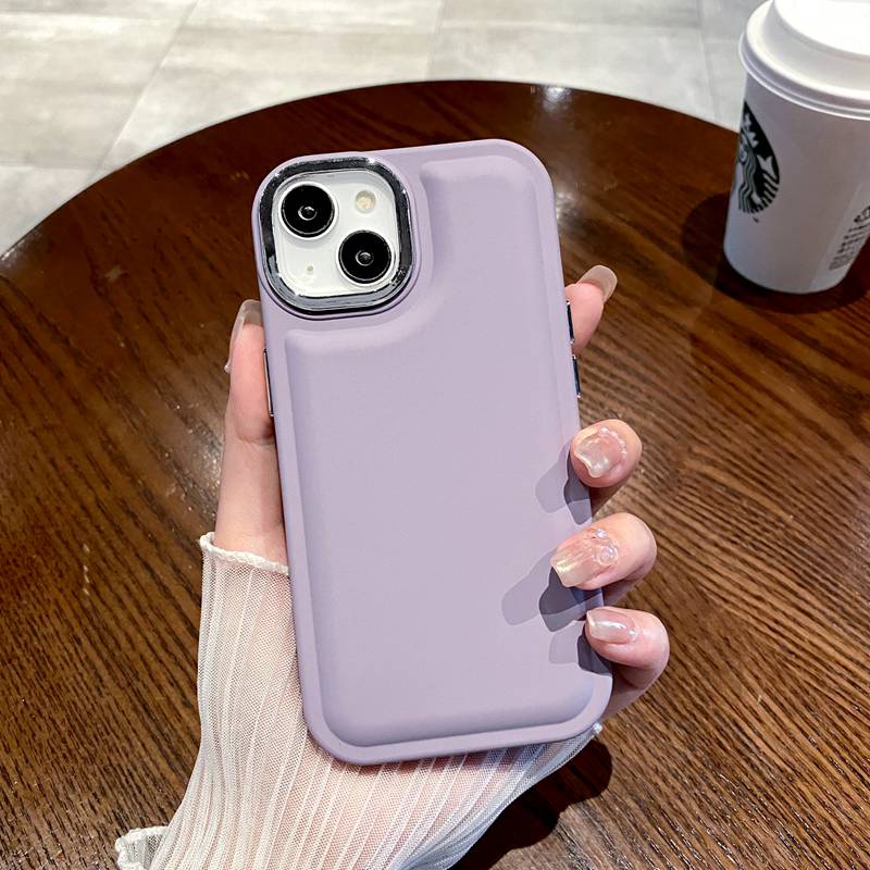 【Air bag】Skin Feel Metal Lens Protect Soft Case for Apple IPhone 7 8 Plus XR XS Max 11 12 13 14 Pro Max 14 Plus Women's Fashion Pretty Phone Case