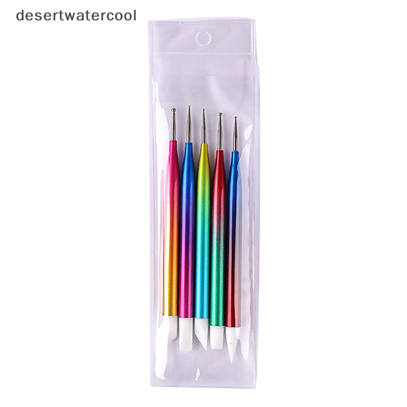 Deid 5Pcs Dual Ended Dotg Pen Rhinestone Picker Lilin Pensil Nail Art Alat Manicure Martijn