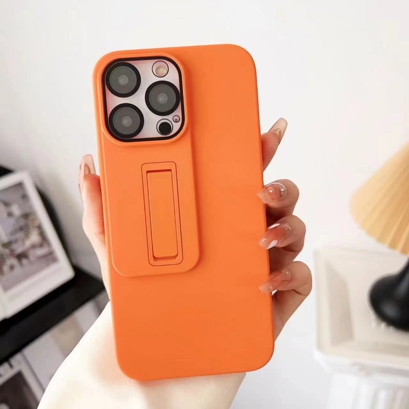 IPHONE Orange Terang Penutup Braket Tak Terlihat Cocok Untuk Iphone14 13 Pro Max Perlindungan Film Lensa Definisi Tinggi PC Case