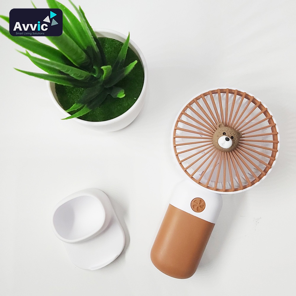 AVVIC DD5645 Kipas Angin Genggam Portable Mini Handheld Desktop Fan USB Rechargeable with Holder