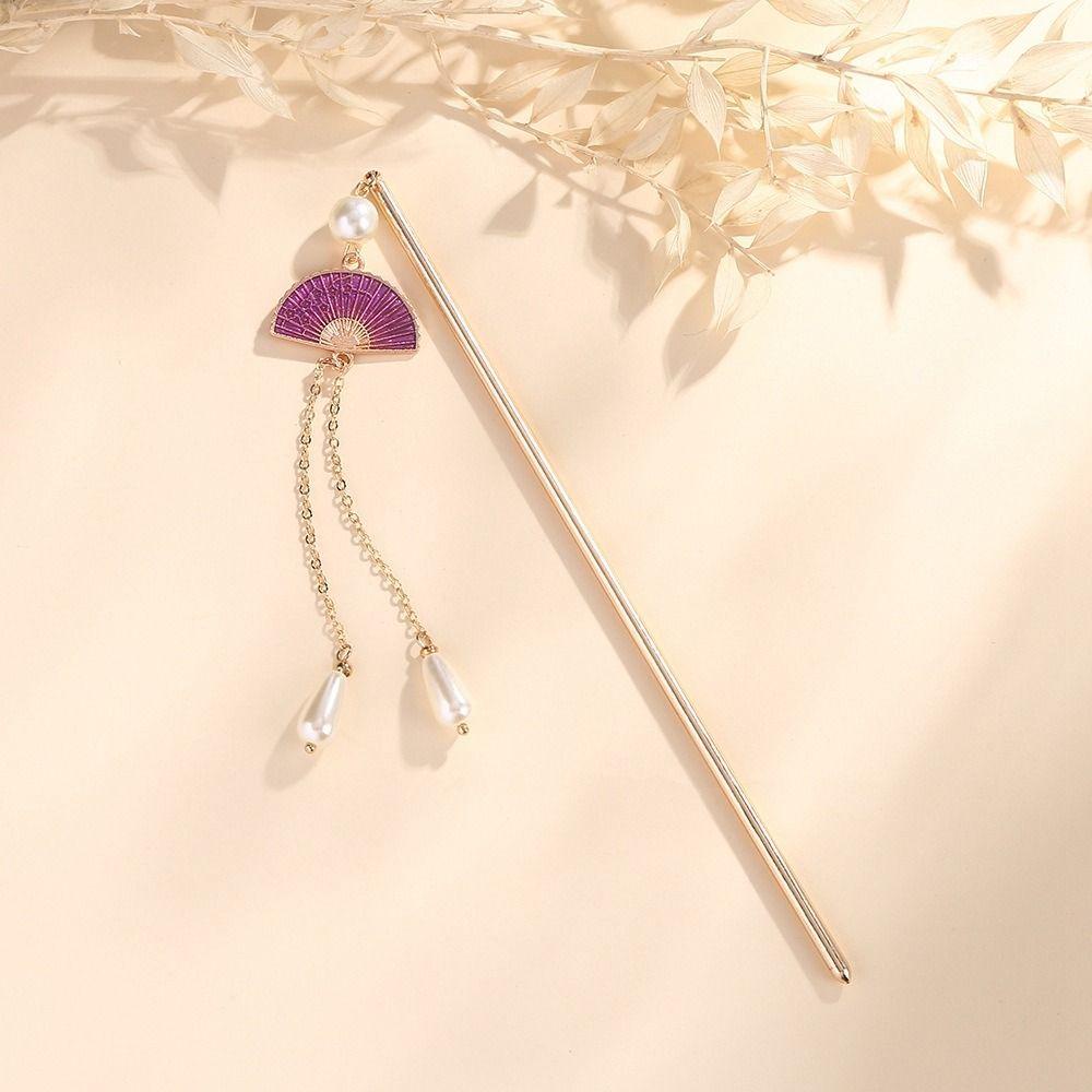 Needway   Hanfu Kipas Rambut Stik Antik Klasik Mutiara Cheongsam Hiasan Kepala Kuno Hairstyle Desain Alat Hiasan Kepala Gaya Cina