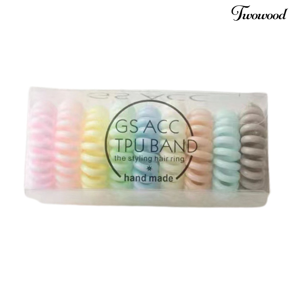 Twowood 9Pcs Warna Permen Anti Jatuh Ikat Rambut Ketat Karet Telepon Spiral Rambut Elastis Scrunchy Aksesoris Rambut