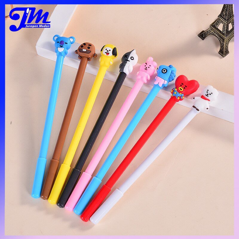 

Pen BTS Pulpen Karakter Kartun Bangtan Boys ARMY KPOP Cartoon Black Ink Gel Pen