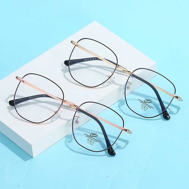 (YUZHU) Kacamata Bingkai Logam Mode Baru Untuk Wanita Korea Fashion Vintage Anti Blue Light Eyeglasses Untuk Pria