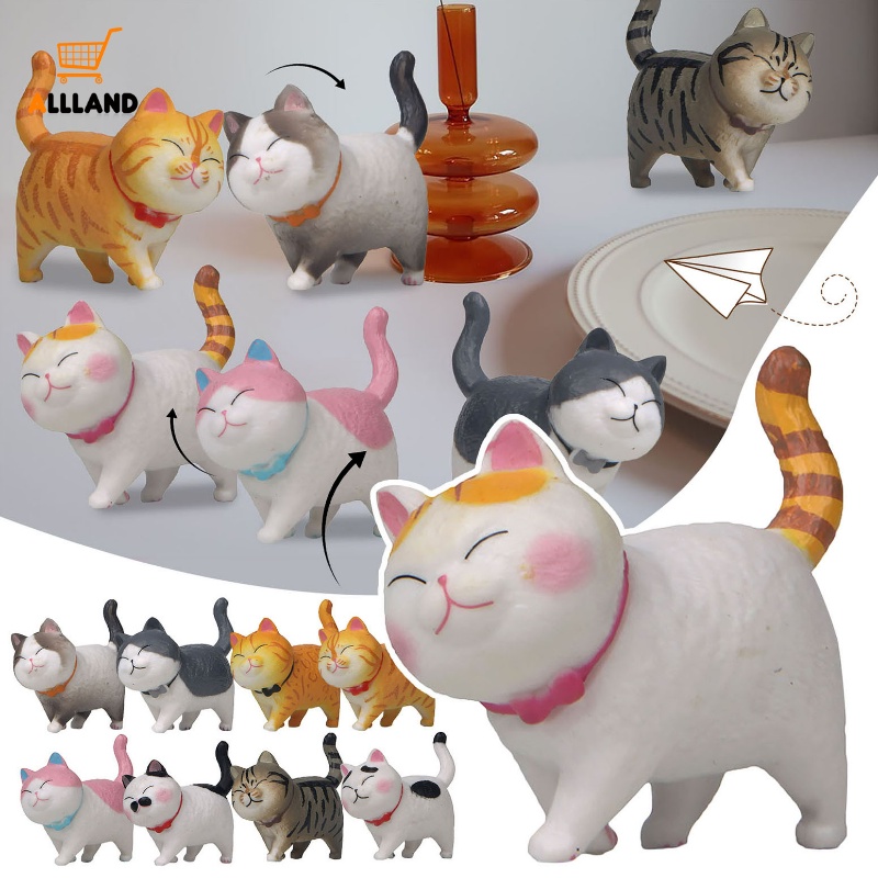 Patung Kitty Lucu Mini Random Style/360° Patung Kucing Kartun Head Turn/ Aksesoris Dekorasi Desktop Rumah