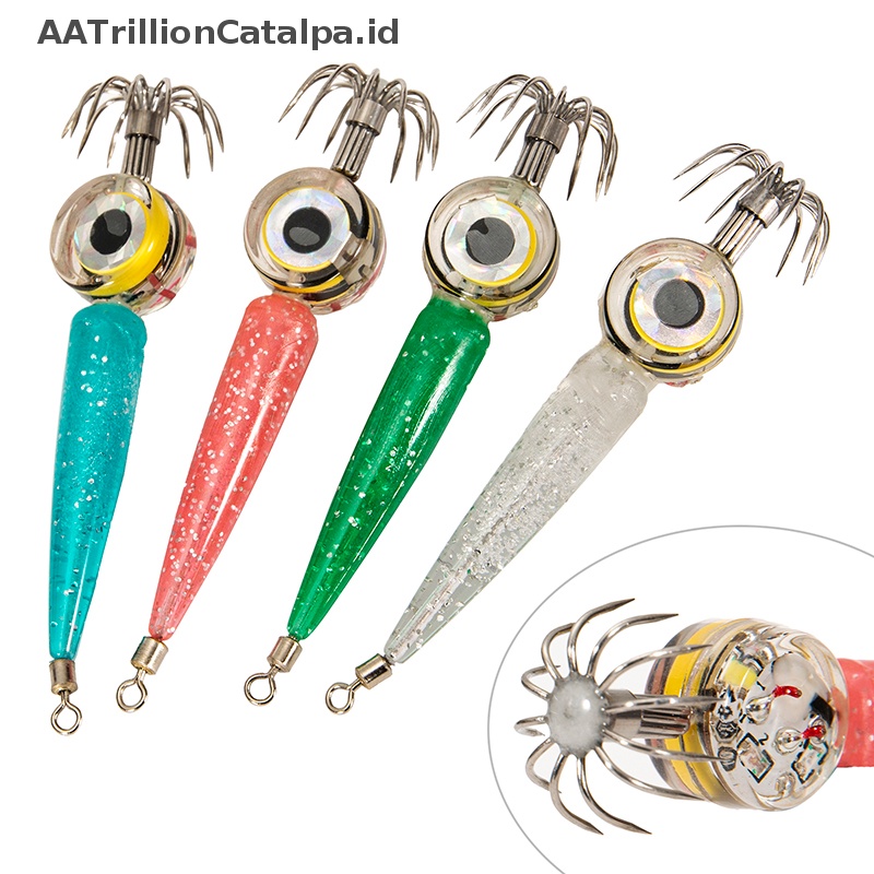 Aatrillioncatalpa LED Umpan Pancing Squid Jig Hook Udang Gurita Memancing Luminous Bait ID