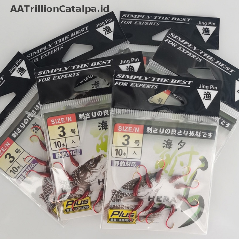 Aatrililioncatalpa 10pcs Memancing Berduri Kait Cacing Merah Kepala Terbalik Manusia Hidup Umpan Umpan Ikan Gurame Fishhooks3#-7# Aksesoris Pancing ID