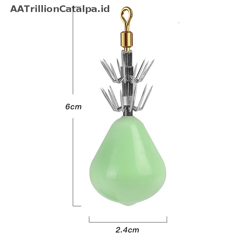 Aatrillioncatalpa 60g 6 cm Luminous Swivel Squid Jigs Hooks Karet Lembut Gurita Kait Umpan ID