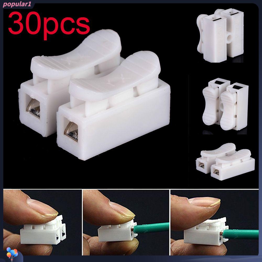 Populer 30PCS Konektor Kawat Kabel 2P Bermanfaat Cepat Tidak Solder Las Spring Clamp