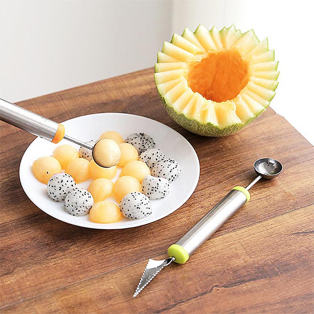 Sendok Buah Gadget Dua Kepala Stainless Steel Es Krim Semangka Sayur Baller Scoop Fruits Platter Gali Aksesoris