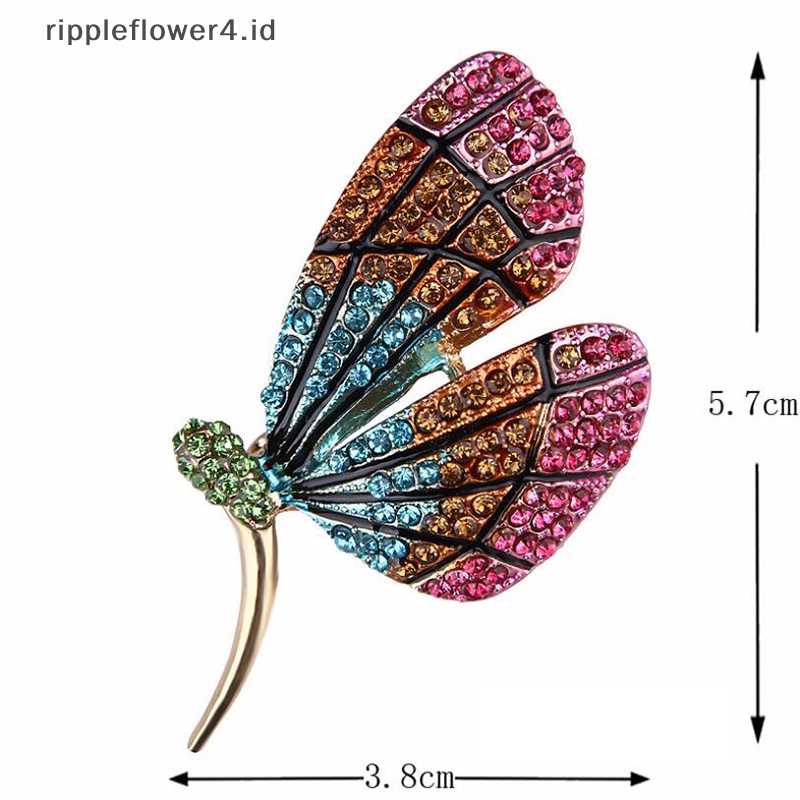 {rippleflower4.id} Retro Berlian Imitasi Kupu-Kupu Serangga Bros Kerah Syal Pin Wanita Perhiasan~