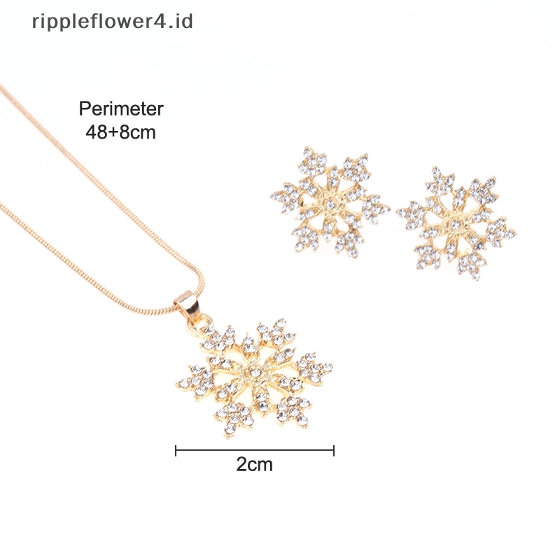 {rippleflower4.id} Snowflake Kalung Anting Set Wanita Fashion Perhiasan Bersinar Logam Liontin Trendi Choker Rantai Pesta Pernikahan Aksesoris Hadiah~