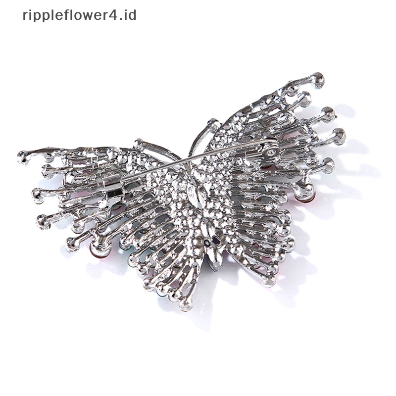 {rippleflower4.id} Bros Kupu-Kupu Berlian Imitasi Warna-Warni Untuk Perhiasan Pernikahan Wanita Mantel Brooch Pin~