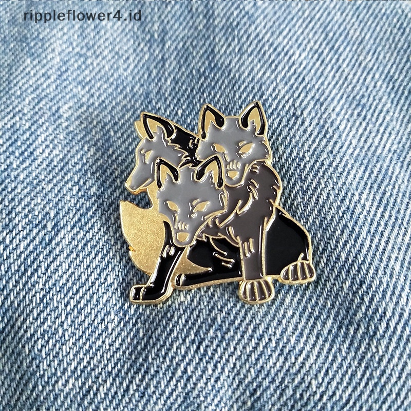 {rippleflower4.id} Pin Mythoy Yunani Kuno Tiga Serigala Neraka Anjing Bros Pin Logam Enamel Kerah Mantel Ransel Lencana Pin Hadiah~
