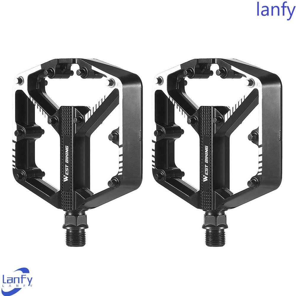 Lanfy Pedal Sepeda 1pasang Jalan Gunung Tahan Lama Kekuatan Tinggi Berkendara Non-Slip Aksesoris Sepeda Paduan Aluminium Sadel Pedal Lebar