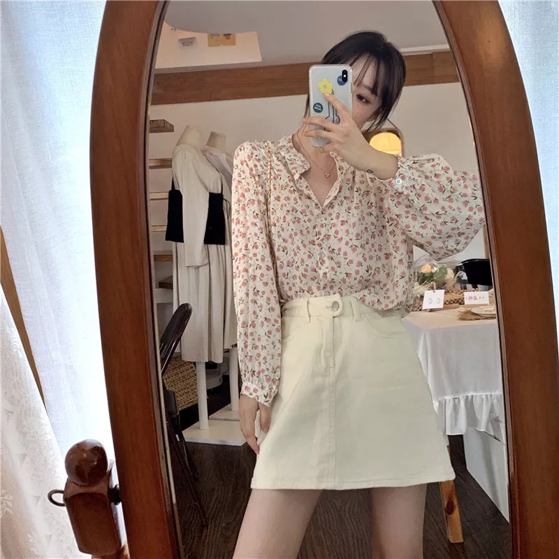 BEFAST - ZFS OOTD Blouse SENA / YEJIN SHAKILA KOREAN FLOWER / Atasan Lengan Panjang / Pakaian Wanita Modis / Blouse Motif / Blouse Wanita Elegan / OOTD Wanita Ala Style Korean / Blouse Keluaran Terbaru / Fashion Casual wanita