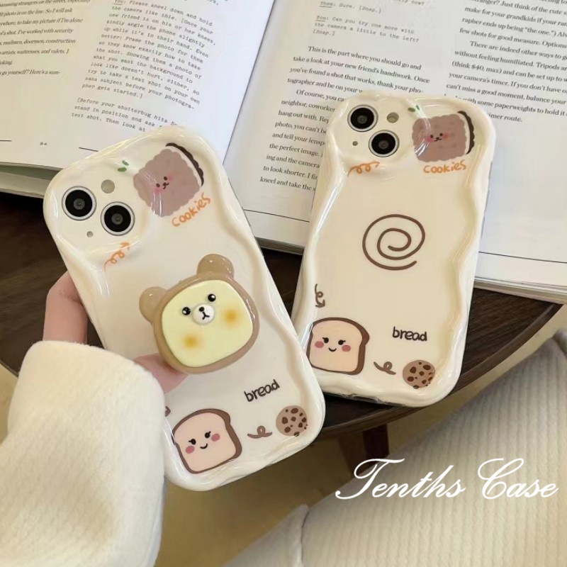 Kompatibel Untuk IPhone14 13 12 11 Pro Max8 7 6 6s Plus X Xr Xs Max Se2020 3D Penutup Tepi Melengkung Cookies Phone Case Dengan Bracket