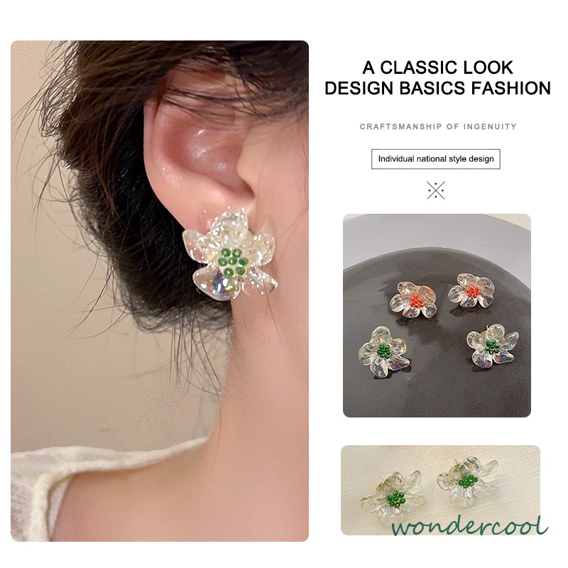 Anting Bunga Bahan Akrilik Korea Lucu Fashion Gaya Untuk Wanita-Won