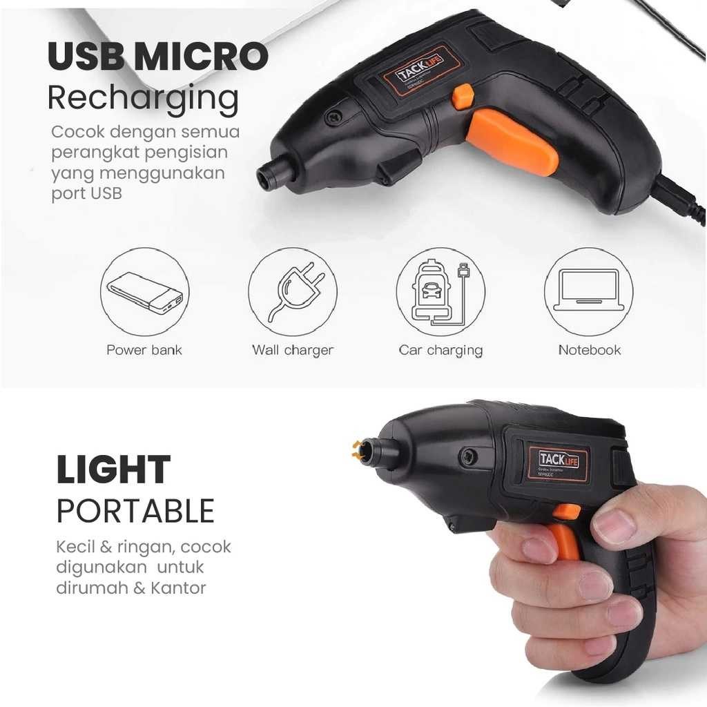 TACKLIFE SDP60DC - Rechargeable Cordless Electric Screwdriver 9 Bits