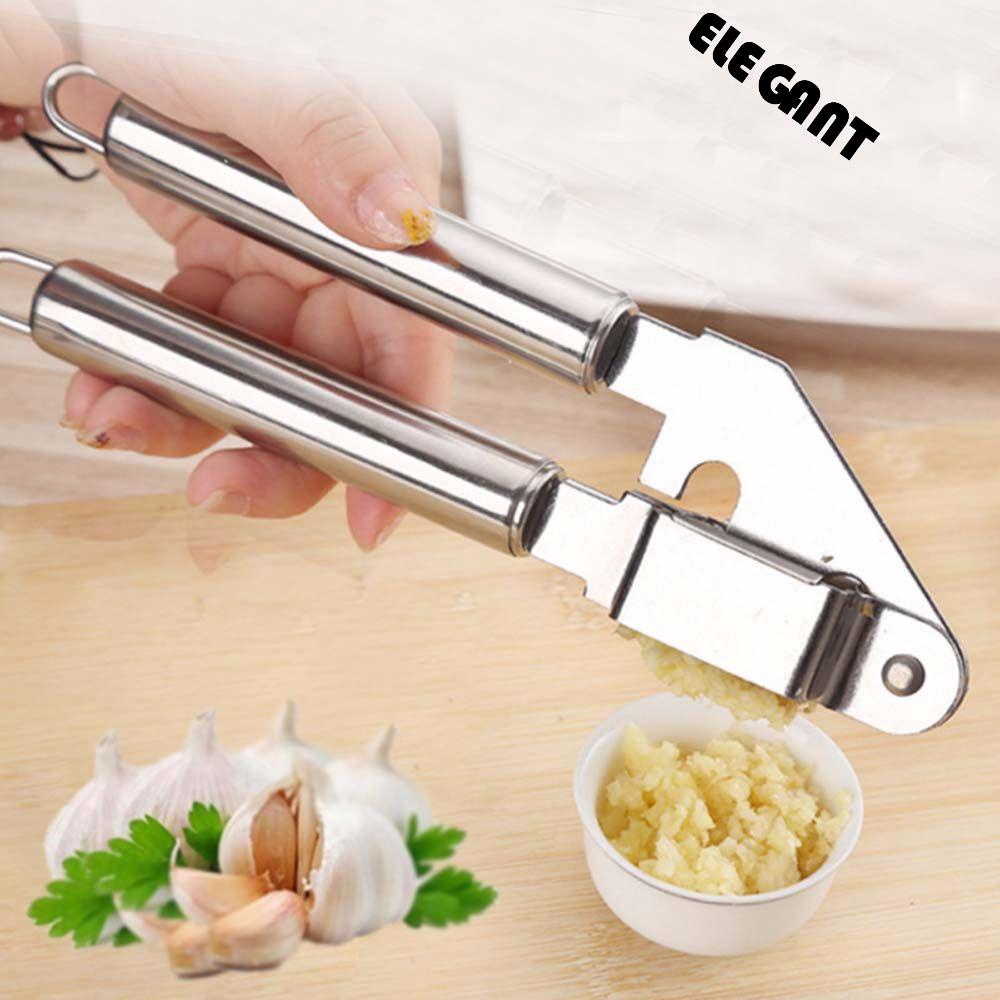 [Elegan] Garlic Press Stainless Steel Manual Masher Squeezer Hand Held Aksesoris Dapur