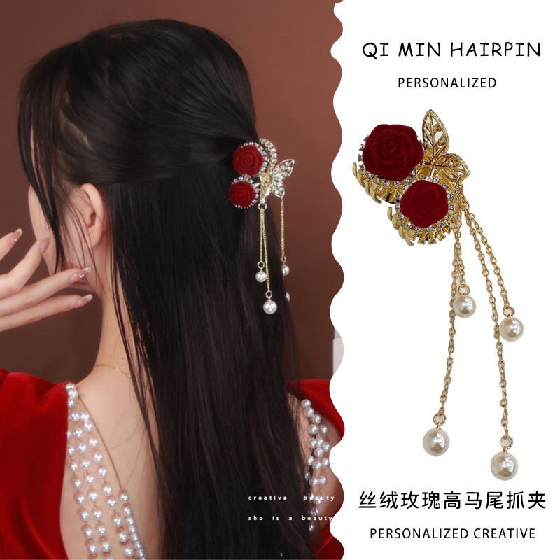 NEW Jepit Rambut Korea Jedai Mawar Rumbai Fashion Wanita Elegan High Quality Impor