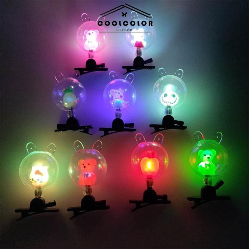 COD❤️Jepit rambut bola bobble pemancar cahaya LED Kartun kreatif Hiasan kepala yang lucu- cl