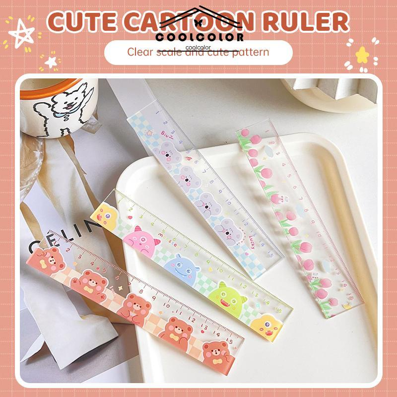 

COD❤️15cm Bear Rabbit Ruler Multifungsi Diy Alat Gambar Siswa Kartun Penggaris Double- cl