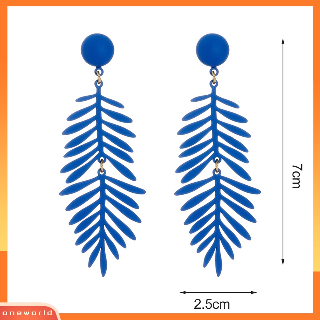 [WOD] 1pasang Anting Wanita Bentuk Daun Warna Solid Berlebihan Portable Friendly Untuk Kulit Hias Telinga Permen Warna Melubangi Hidup Lady Earrings Perhiasan