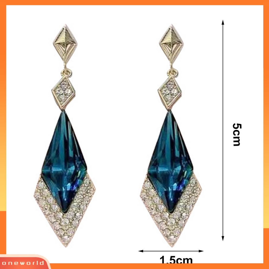 [WOD] 1pasang Anting Wanita Belah Ketupat Berlian Imitasi Kristal Imitasi Ringan Berkilau Menjuntai Earrings Untuk Perjamuan