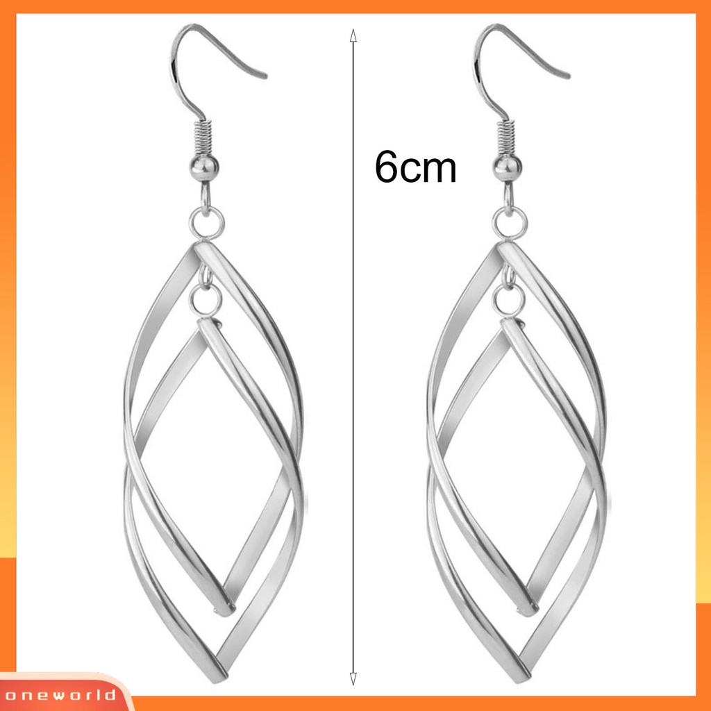 [WOD] 1pasang Anting Kait Spiral Belah Ketupat Perhiasan Halus Tahan Lama Drop Earrings Untuk Pakaian Sehari-Hari