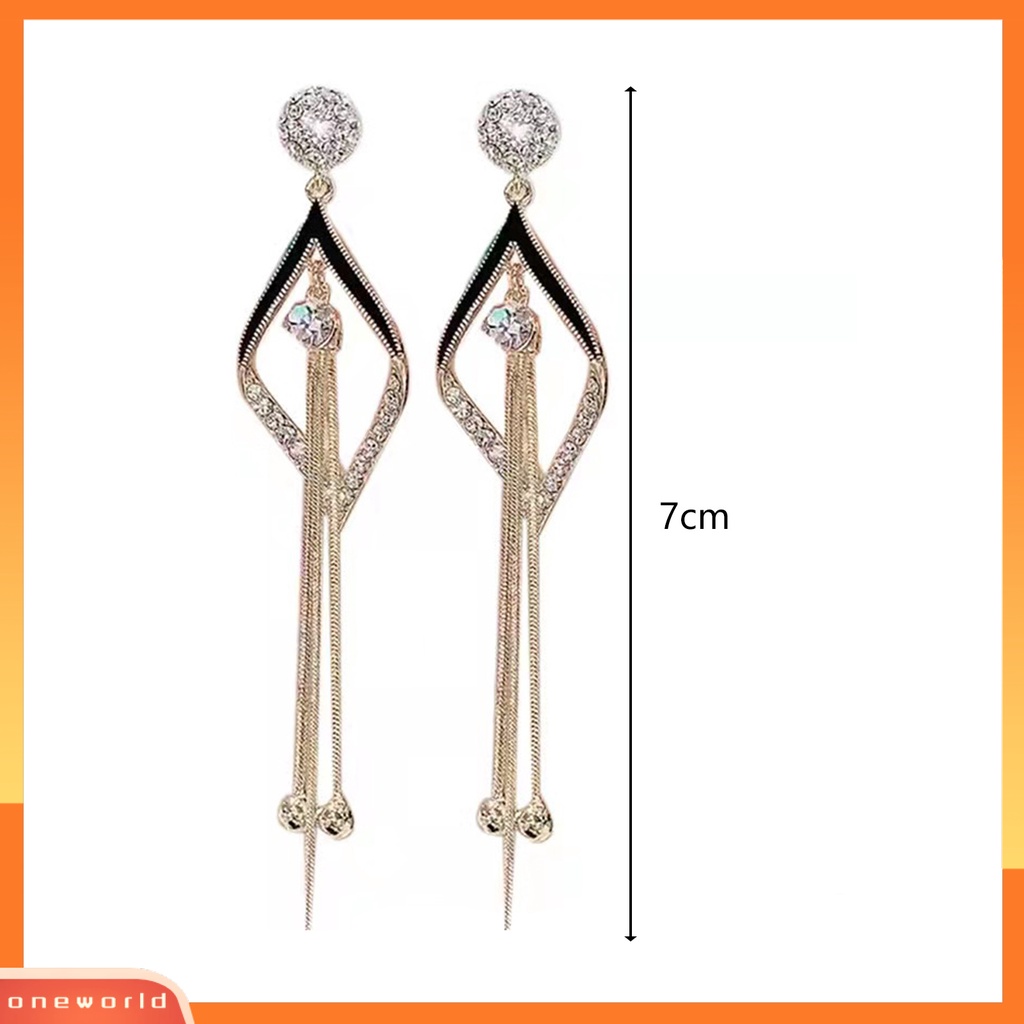 [WOD] 1pasang Anting Wanita Rumbai Berlian Imitasi Tahan Lama Romantis Drop Earrings Untuk Pacaran