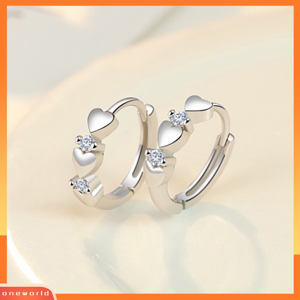 [WOD] Wanita Cubic Zirconia Hias Hati Huggie Anting Hadiah Perhiasan Pesta Pernikahan