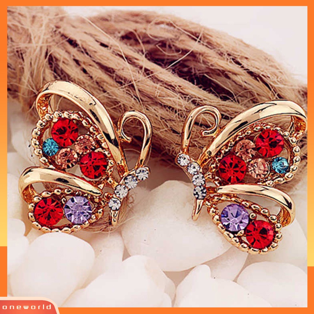 [WOD] Fashion Wanita Berlian Imitasi Bentuk Kupu-Kupu Stud Earrings Selebriti Eardrop Perhiasan