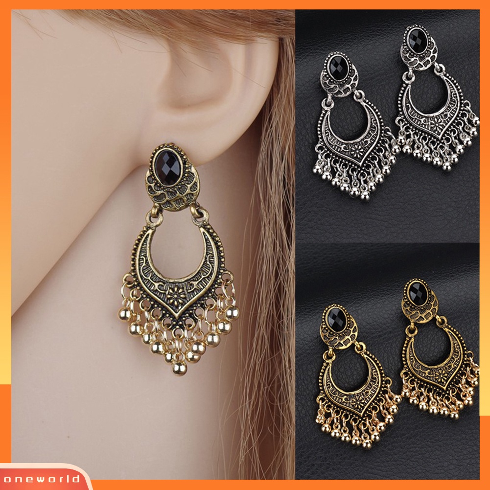 [WOD] Retro Berongga Ukiran Rumbai Drop Menjuntai Pesona Anting Wanita Pesta Perhiasan Hadiah