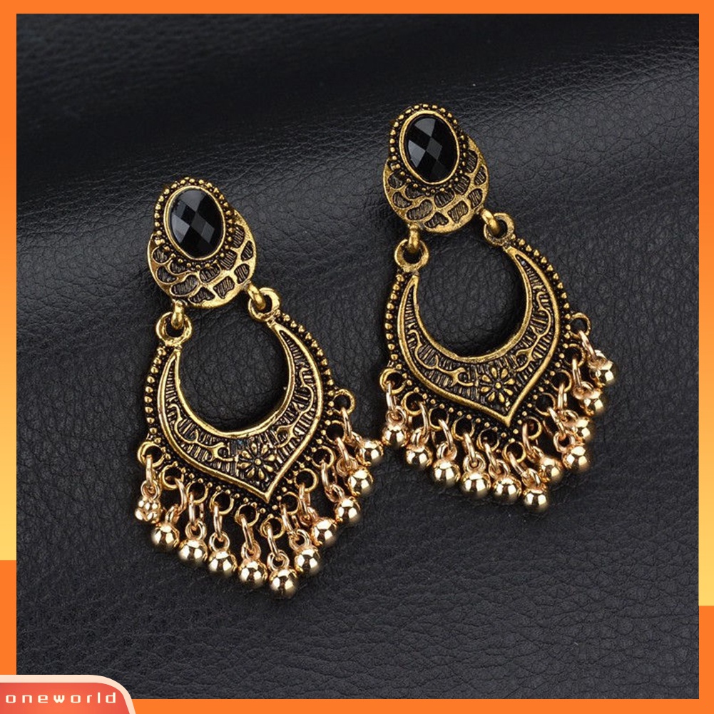 [WOD] Retro Berongga Ukiran Rumbai Drop Menjuntai Pesona Anting Wanita Pesta Perhiasan Hadiah