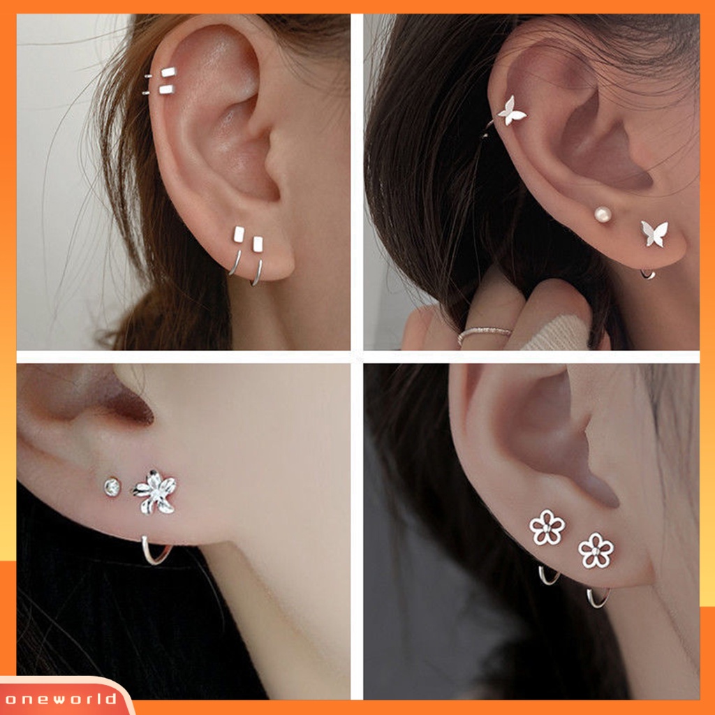 [WOD] 1pasang Anting Stud Butterfly Perhiasan Indah Kilau Cerah Anting Bunga Untuk Perjamuan