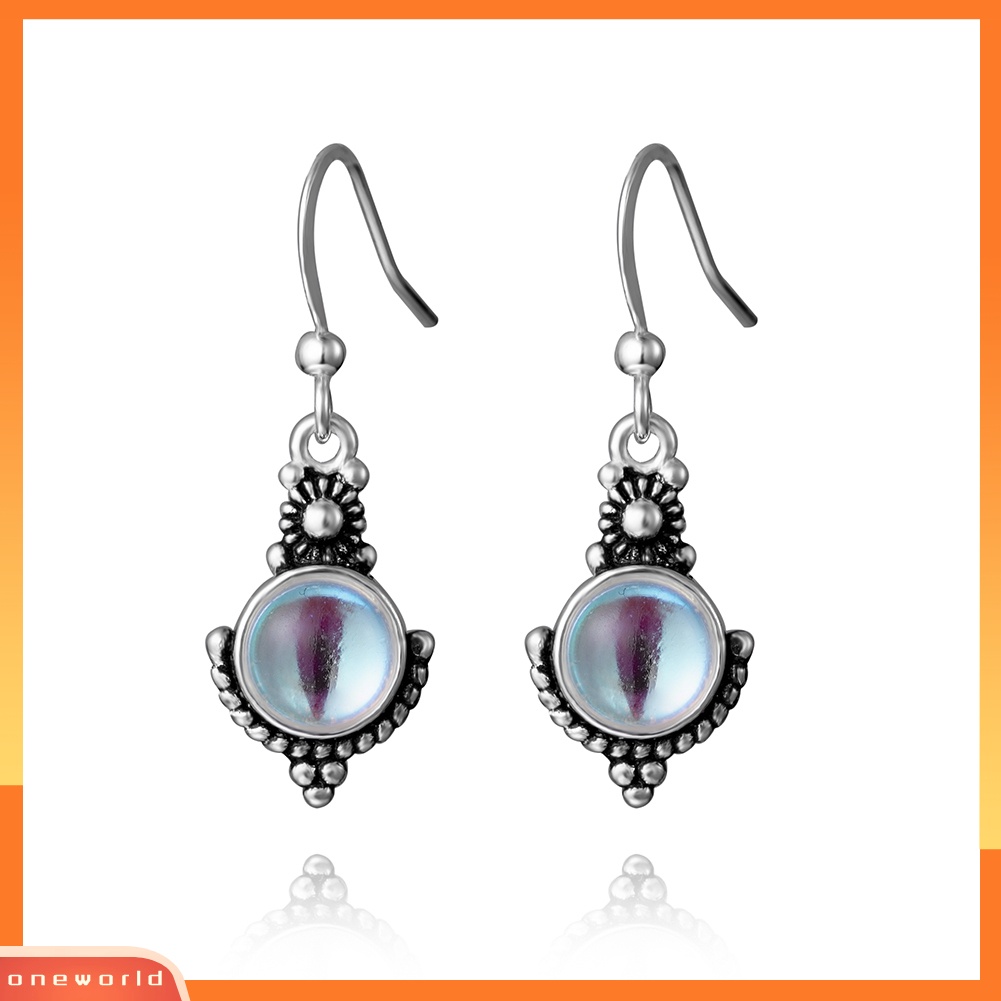 [WOD] Wanita Elegan Faux Moonstone Hook Earrings Perhiasan Pesta Valentines Pesona Hadiah