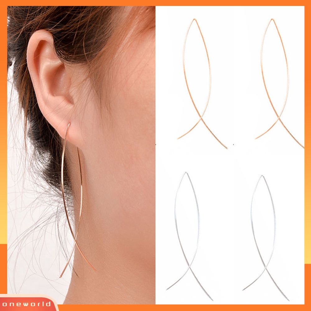 [WOD] Wanita Elegan Bentuk Ikan Panjang Drop Menjuntai Anting Handmade Fashion Jewelry
