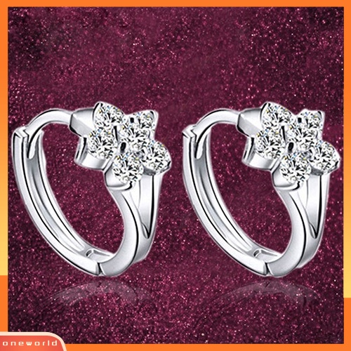 [WOD] Lady Snowflake Silver Plated Leverback Huggie Hoop Earrings Perhiasan