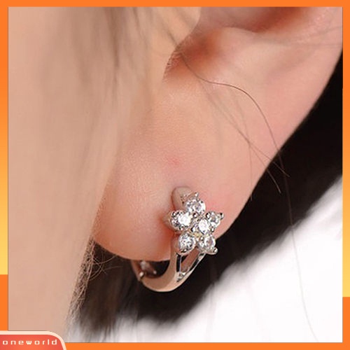 [WOD] Lady Snowflake Silver Plated Leverback Huggie Hoop Earrings Perhiasan