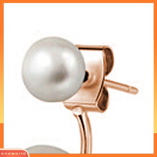[WOD] 1pasang Fashion Wanita Double Faux Pearls Ear Studs Indah Hoop Earrings Jewelry