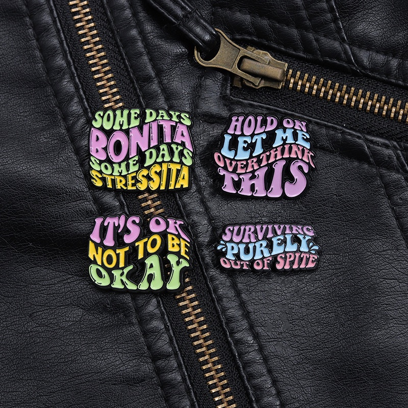 4gaya Sentiment Text Lapel Pin Ransel Lencana Hadiah Untuk Teman Aksesoris Pakaian