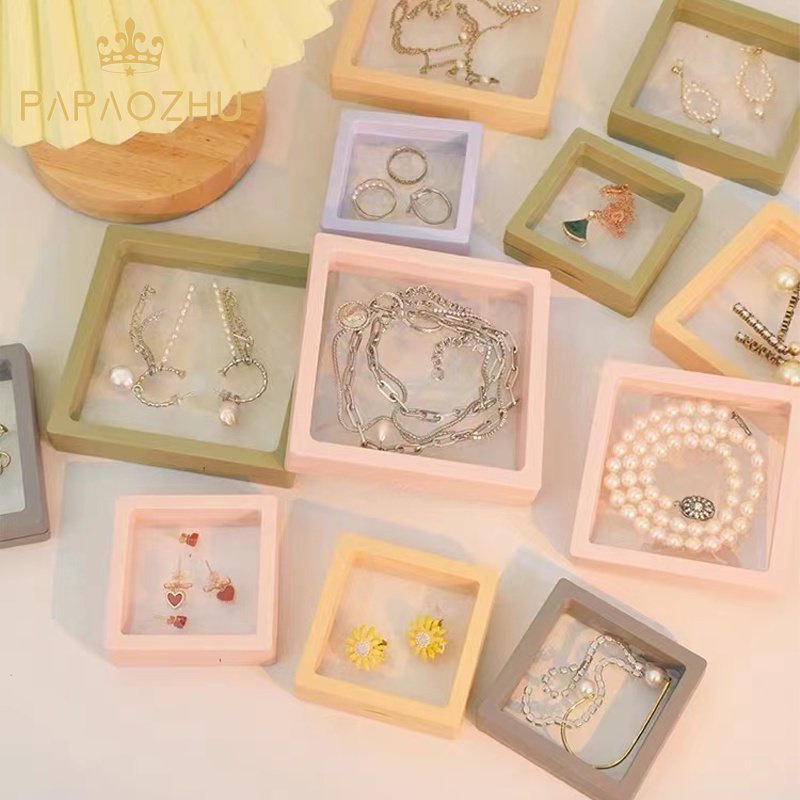 Papaozhu Kotak Kemasan Perhiasan PE Transparan Anting Gelang Kalung Cincin Kotak Penyimpanan 3D Display Box Aksesoris Fashion Pelindung Case